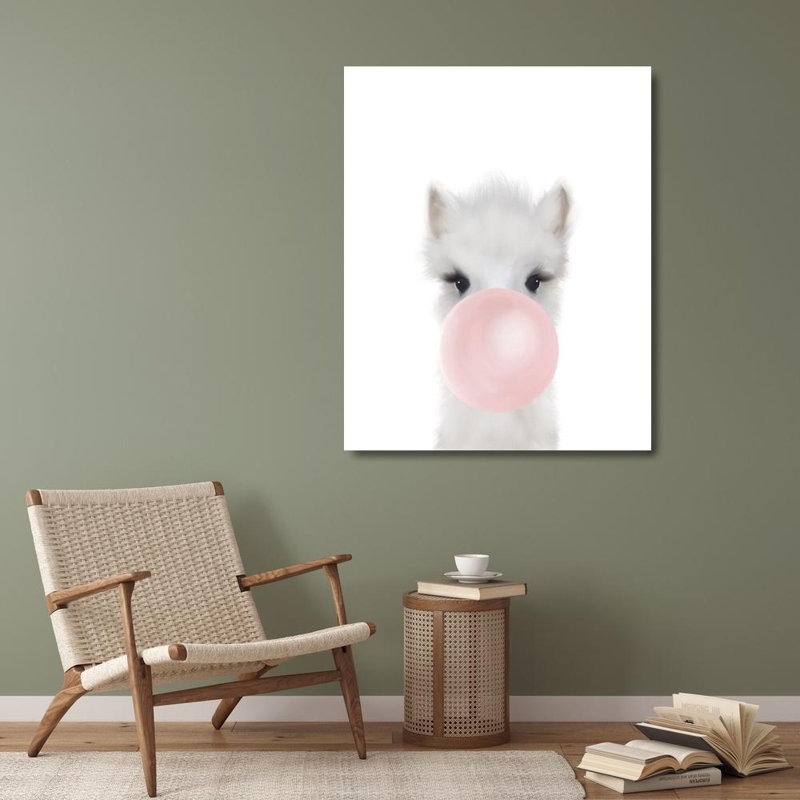 «Ebern Designs Straatsma, Leah», art sur toile tendue avec châssis: Alpaca Bubble Gum, H 34 po x l 28 po