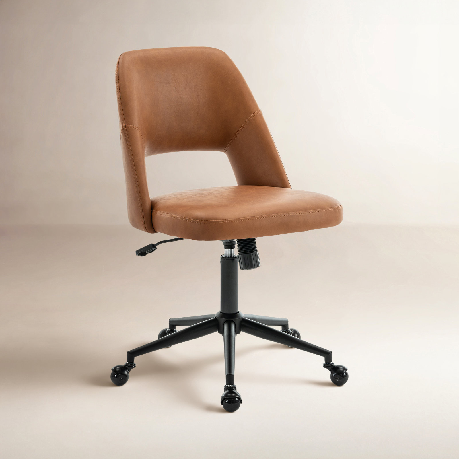 Gramercy Swivel Office Chair, 	Brown Faux Leather
