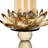 26” Amber Glass Candle Holder with Faceted Lotus Flower Design, Art Deco Candle Stand for Tabletop, Mantel, or Centerpiece -672832718