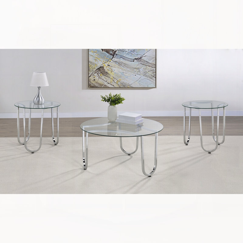 Ensemble de tables basses chromées 3 pièces