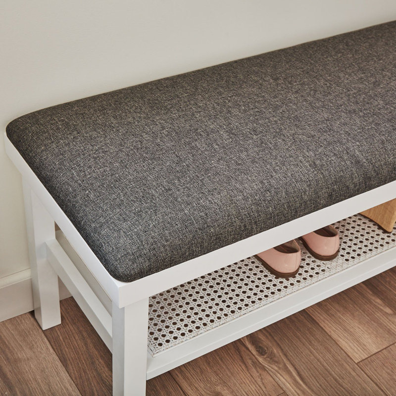 Tenaya Polyester Upholstered Storage Bench, White