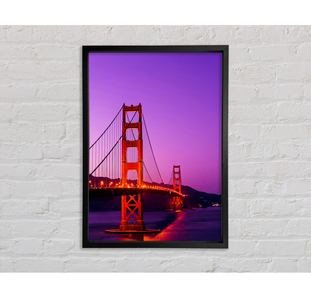 Golden Gate Bridge Pink Sky Glow - Einzelner Bilderrahmen Kunstdrucke auf Leinwand