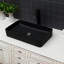 Lavabo vasque rectangulaire en céramique noire de 24 po x 13,5 po pour salle de bain, conception classique avec arc, teinture acide et arc moderne