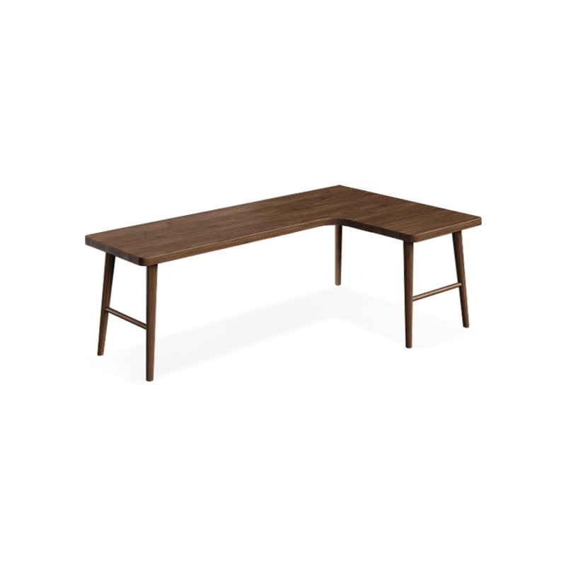 Bureau d'écriture rectangulaire en bois massif brun noisette, 29.53" H x 62.99" W x 47.24" D, Retour à droite