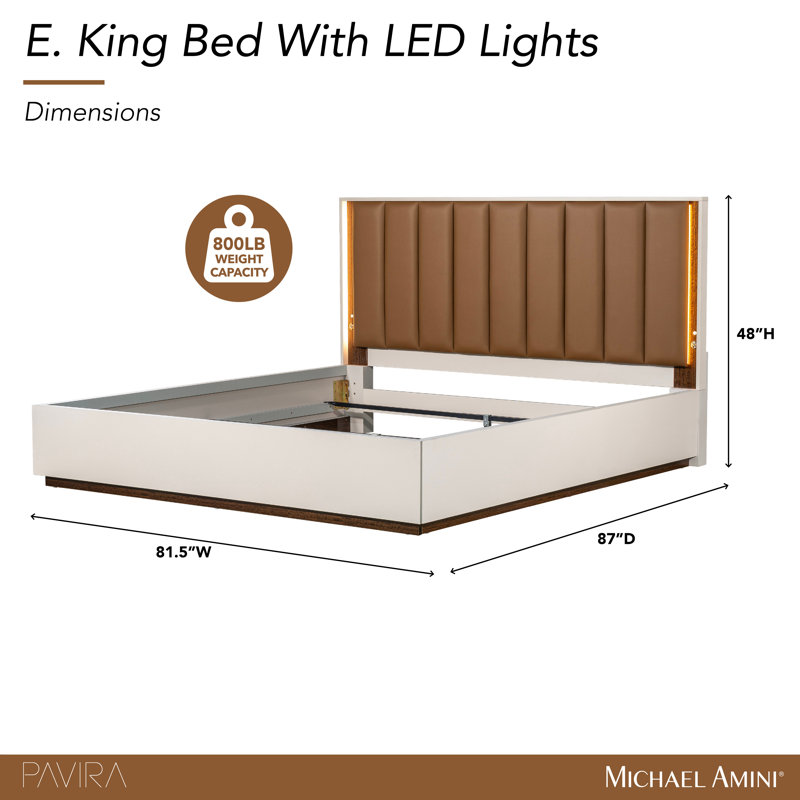 Pavira Walnut Upholstered Bed