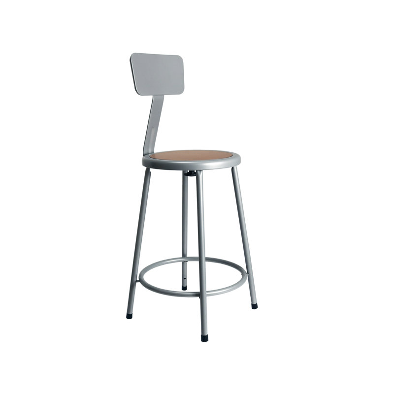 Felix  Steel Stool with Backrest,  Assembly Ready, Counter Stool (24" Seat Height), Brown/Gray, Gray