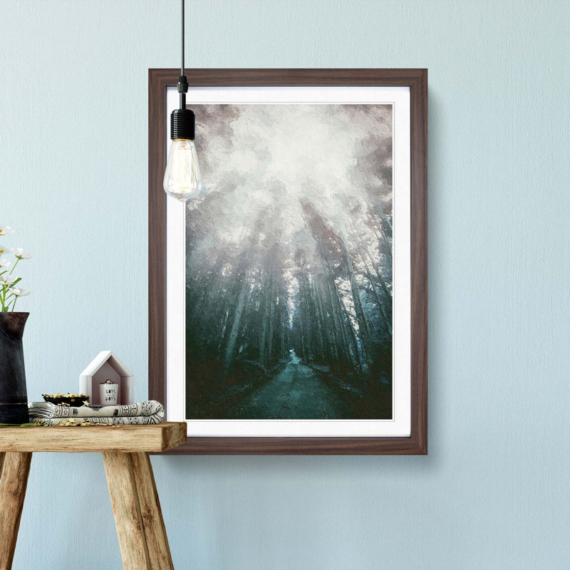 Down the Forest Path in Abstract - Picture Frame Painting Print, 48cm H x 36cm W x 2cm D, Walnut Framed