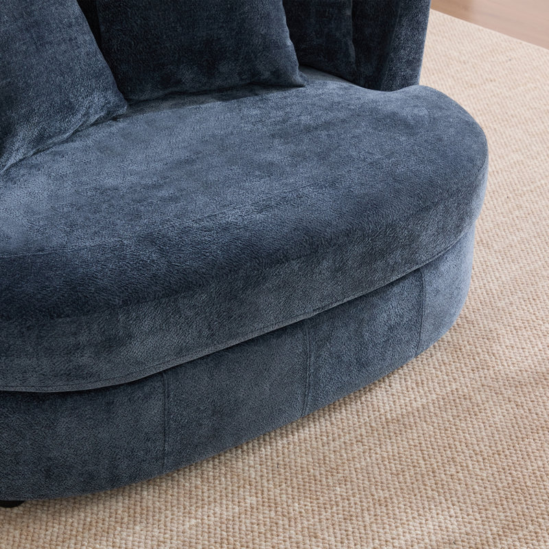 Fauteuil demi-tonneau 54,9 po, Chenille bleue marine