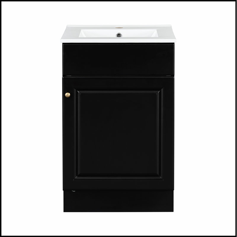 Meuble-lavabo autoportant de 20 pouces avec lavabo, tablette de porte et rangement réglable pour les salles de bain modernes