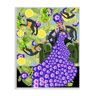 Robe abstraite Frida Fashion Flower Botanical Monkeys par Lynnda Rakos - impression