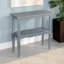 Rena Side End Table, Scallop Trim, 28 Inch Distressed Blue Mahogany