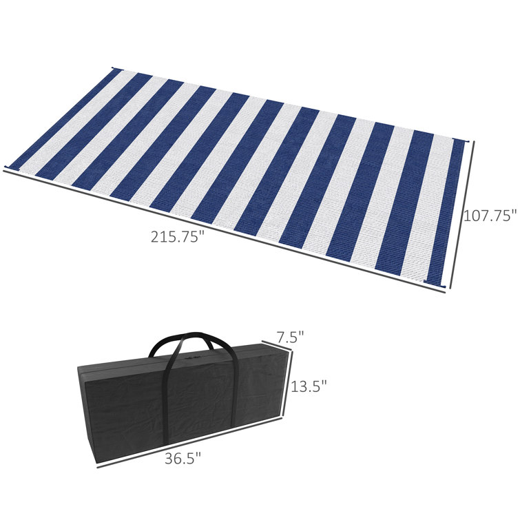 Outsunny RV Mat, Outdoor Patio Rug / Large Camping Carpet with Carrying  Bag, 9' x 12', Waterproof Plastic Straw, Reversible Design for Backyard,  Porch, Picnic, Poolside, Blue & White Striped