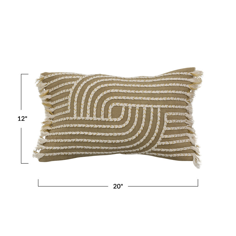Fringe Cotton Reversible Throw Pillow
