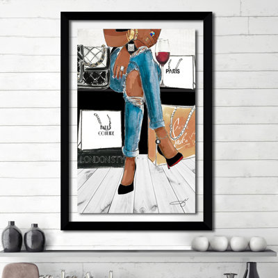 Vin et magasinage 1 - Impression d'art graphique
