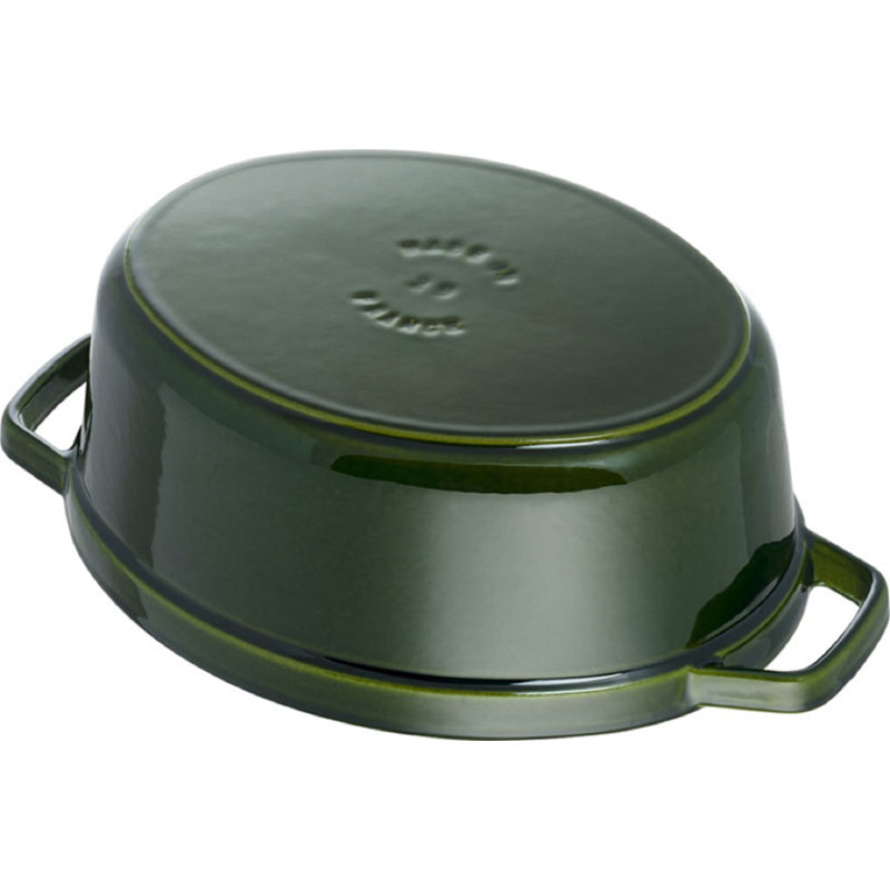 STAUB Oval Cast Iron Cocotte, Basil, 28cm