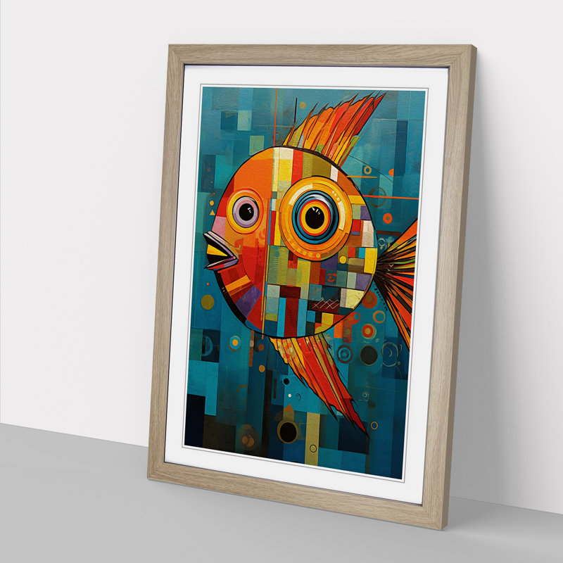 Fish Constructivism No.2 - Framed Print, Oak, 46cm H x 34cm W x 2cm D