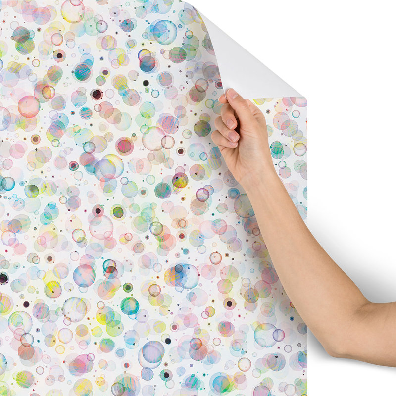 Panneau de papier peint adhésif à bulles pastel multicolore design Ninola, l 24 po x L 96 po