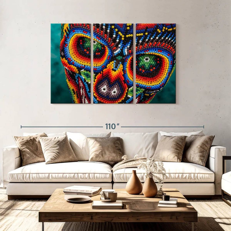 Tête de mort Senne Huichol, H 48 po x l 74 po