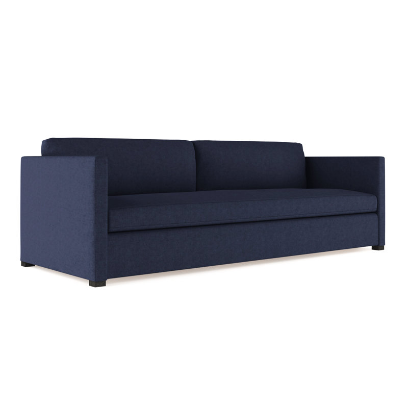 Canapé Madison, Velours moelleux imprimé bleu, H 33 po x l 72 po x P 41 po, Brun foncé