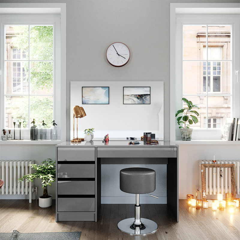 Furniture 5147 _S_Hg Dressing Table Boluwatife Grey Hgl + Mirror + Stool