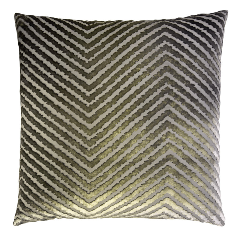 Chevron Velvet Pillow Cover & Insert, 18"H x 18"W, Oregano
