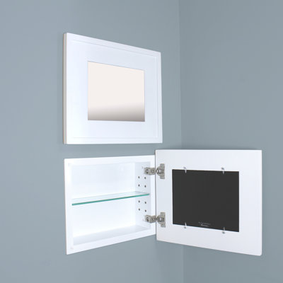 14'' W 11'' H Recessed Framed Medicine Cabinet Mirror 1 Adjustable