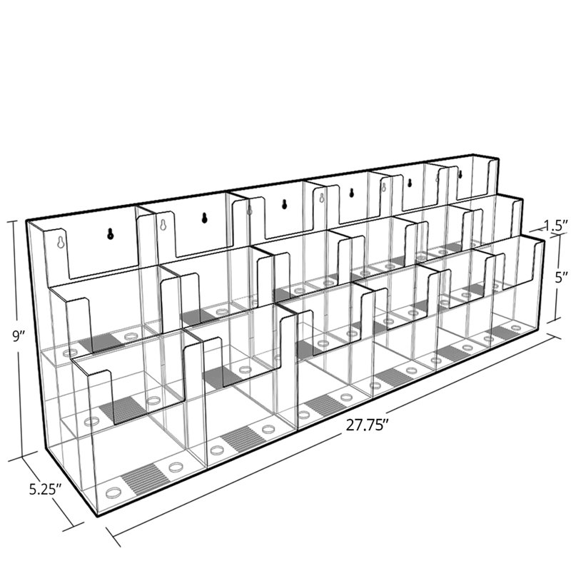 Clear Acrylic Three-Tier 18-Pocket Brochure Holder