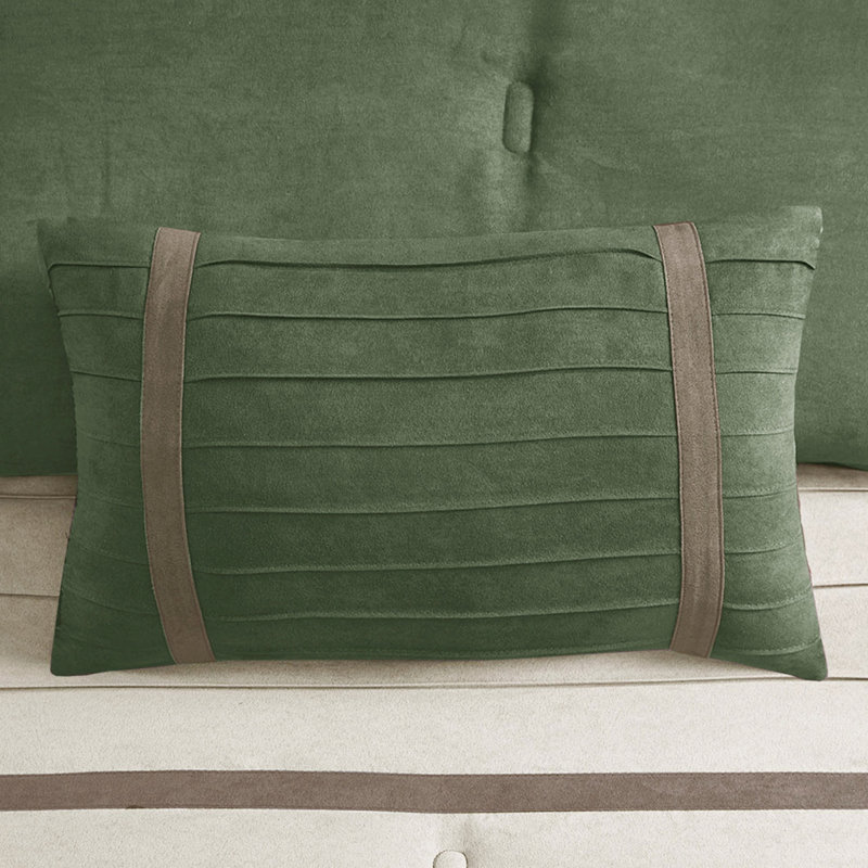 Édredon de lit - Faux suède avec détails brodés et coussin intérieur, Vert