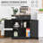 Sideboard With Solid Wood Countertop, Modern Kitchen Storage Cabinet, Coffee Bar Cabinet With 2 Drawers, Doors And Adjustable Shelf-982729526
