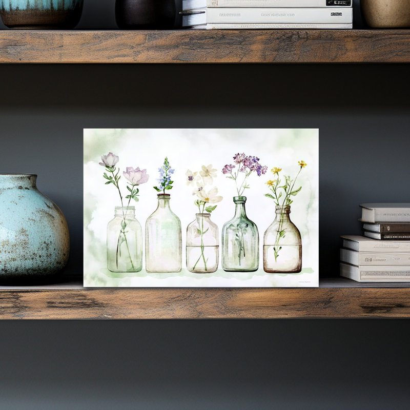 Vases de printemps, art moderne abstrait rustique, art mural, H 12 po x l 18 po