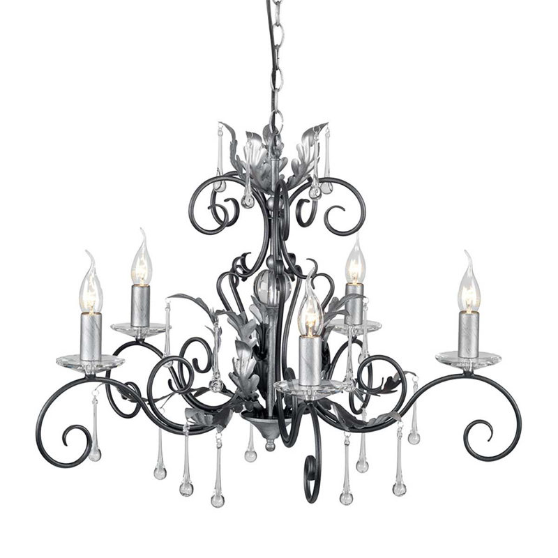 Barcroft 5 - Light Candle Style Chandelier, Black/Silver