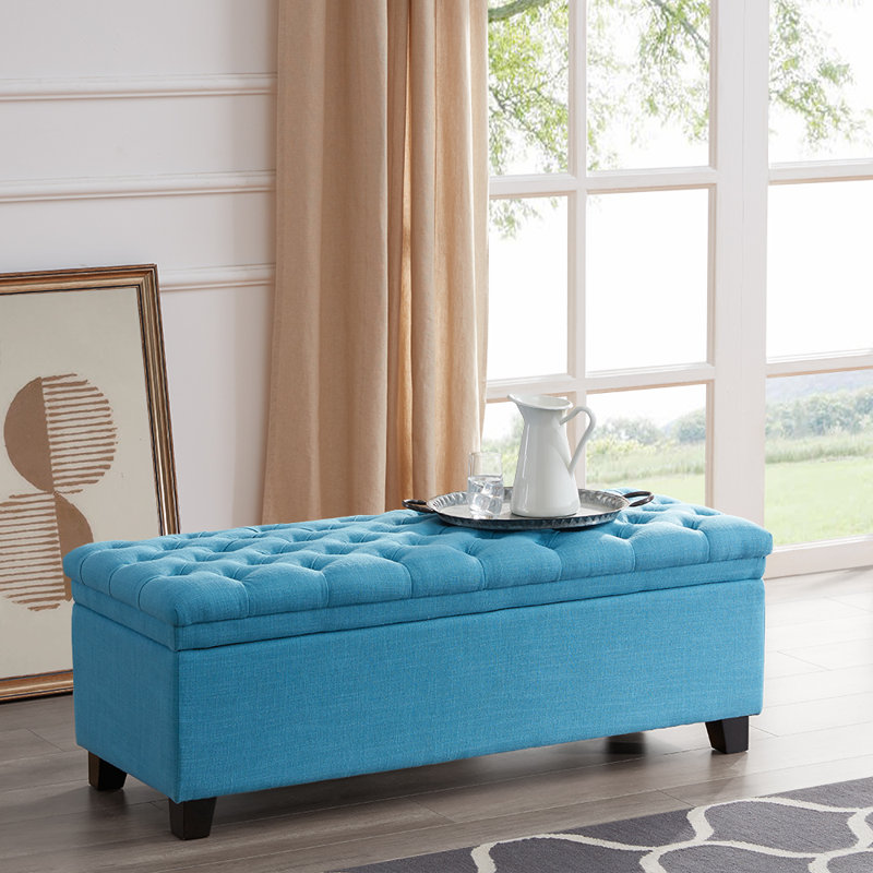 Repose-pieds avec rangement Correyleigh, Mélange de polyester bleu