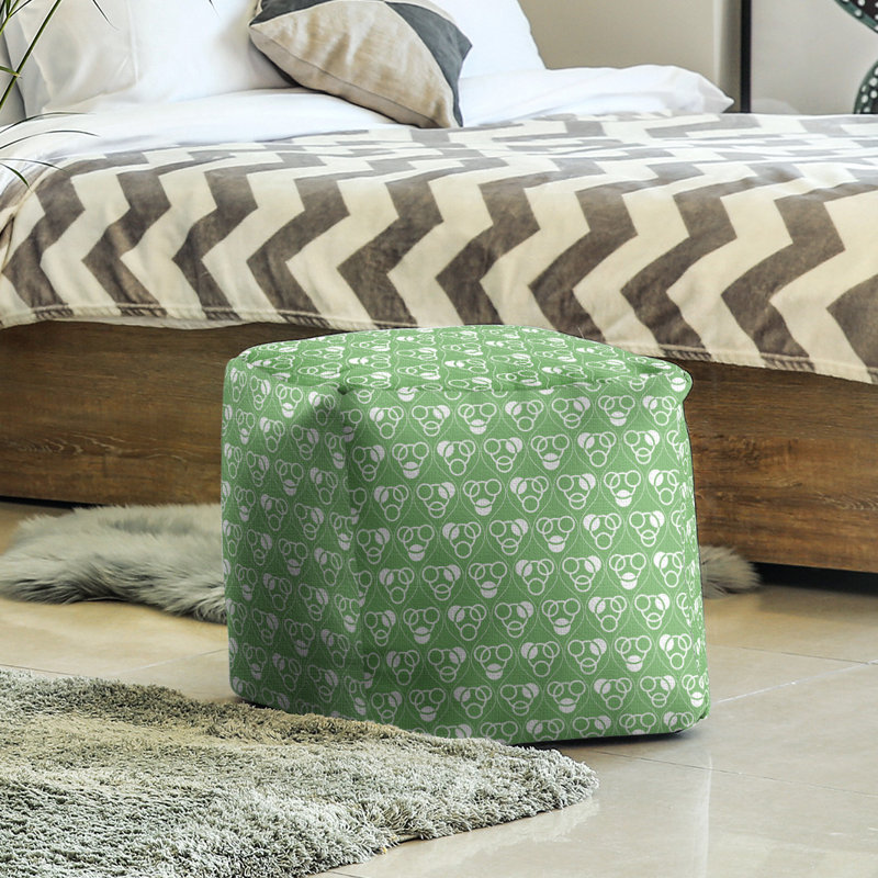 Repose-pieds à cubes classic circle ondulations, Vert / blanc