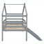 Structure de lit mezzanine basse classique en pin massif gris classique avec échelle coulissante et barrières de sécurité pour chambres d'enfant