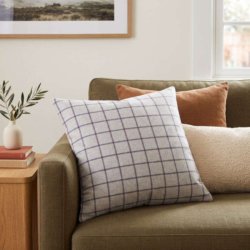 Saratoga Plaid Wool Blend Reversible Pillow Cover, 18" x 18"