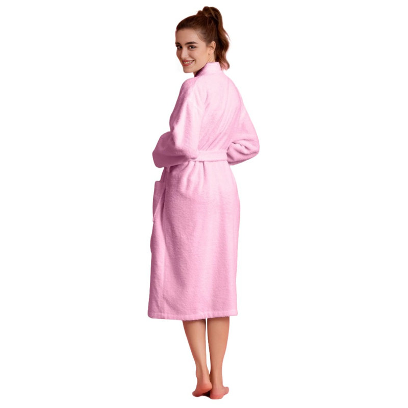 Peignoir mi-mollet 100% coton avec poches Ingobert, Rose, P / M