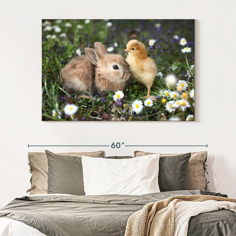 Cute Animals With Chamomile, 34" H x 51" W