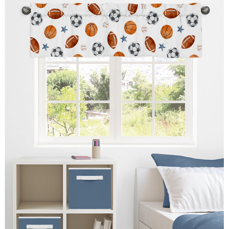 Sports Theme Multicolor Rod Pocket Window Valance 54"