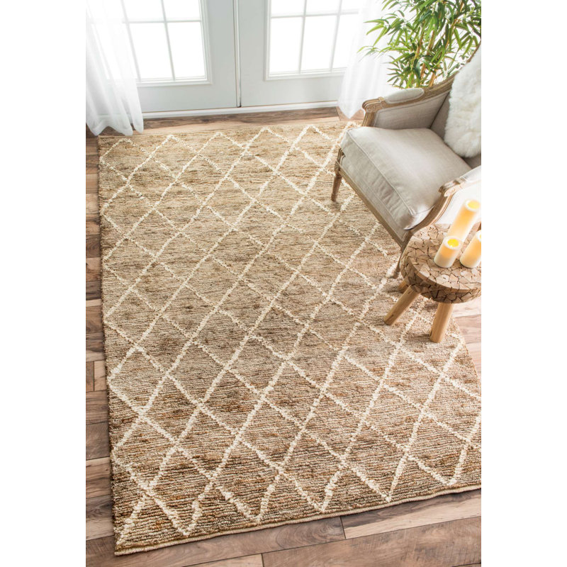 Tapis brun en jute / sisal à motif géométrique Beesley, Rectangle 9 pi x 12 pi