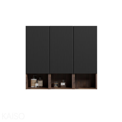 Cc1014s110.309 Black & Walnut Bathroom Floating Side Cabinet, Wall-Mounted Storage Cabinet For Small Space, Kd
