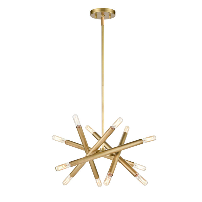 Lustre 12 lumières, H 17 po x l 14 po x P 14 po, Argent