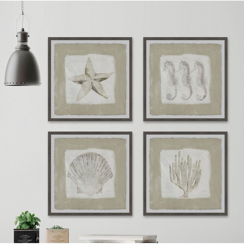 " Sea Fun " 4 - Pieces, 12" H x 12" W x 1.5" L