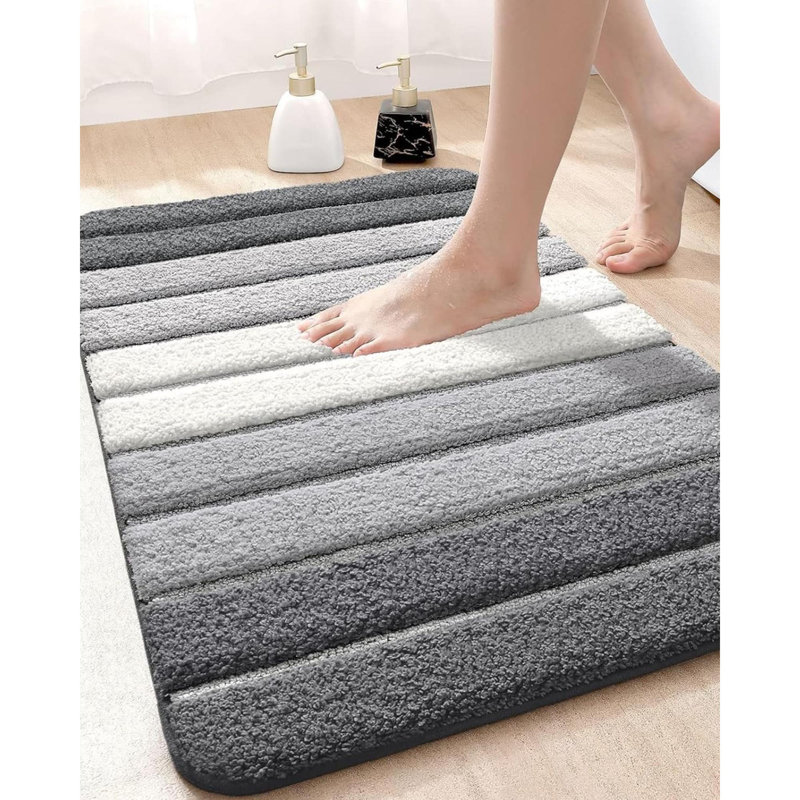 Tapis pour salle de bain en microfibre Jeria, Gris