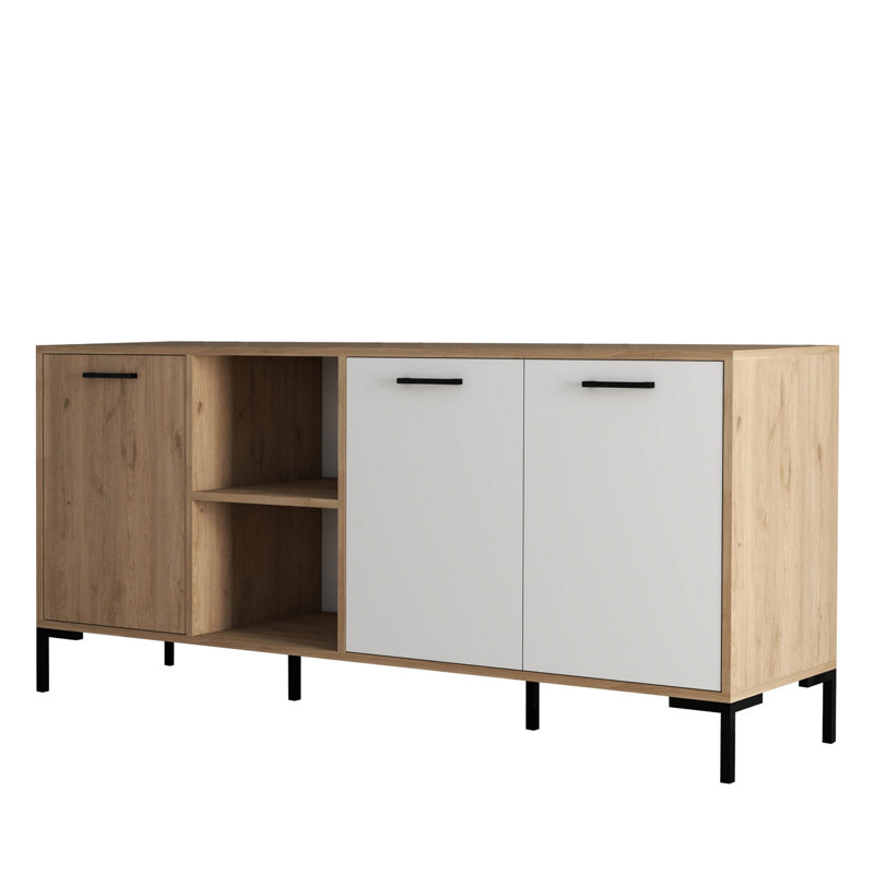 Console Alexiel 70,87 po, Blanc / chêne