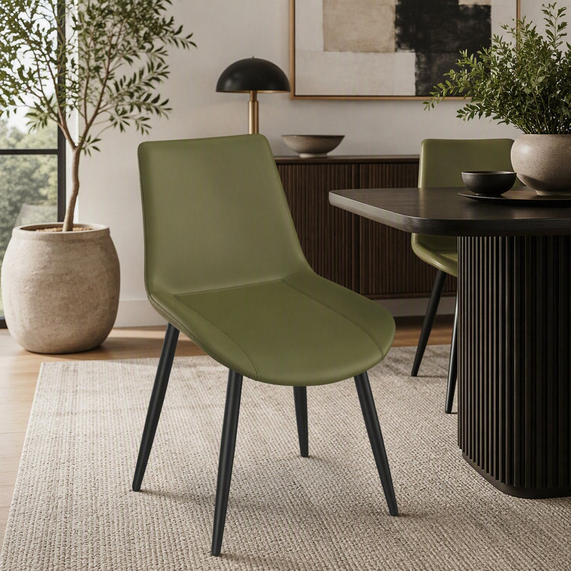 Chaise de salle à manger moderne avec revêtement en polyuréthane, structure en acier au carbone et pieds réglables, 4