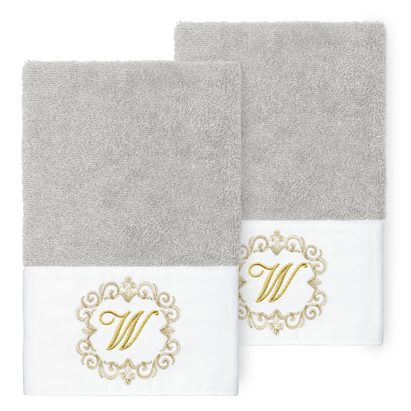 Winston Porter 100% Turkish Cotton MONICA 2PC Embellished Hand Towel Set, W