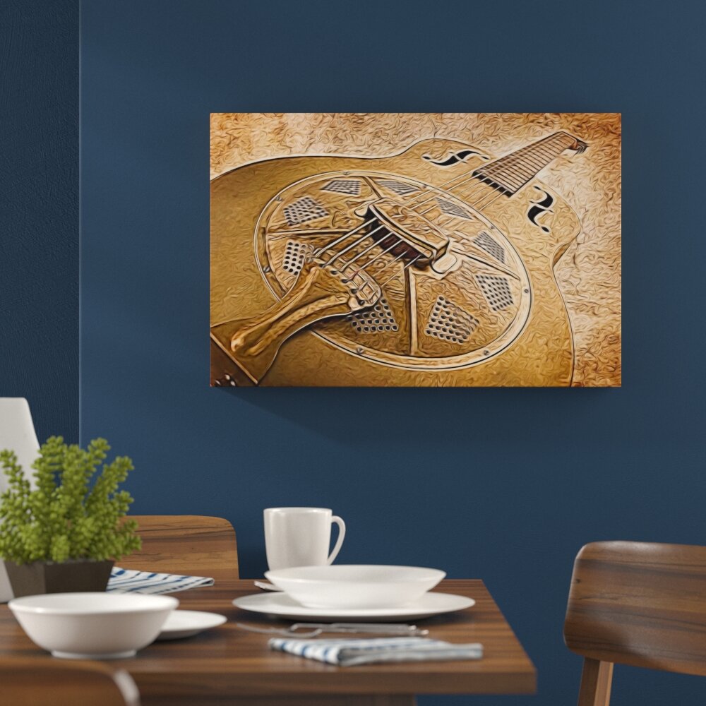 Leinwandbild ,,Wunderschöne alte Gitarre Deluxe", Grafikdruck