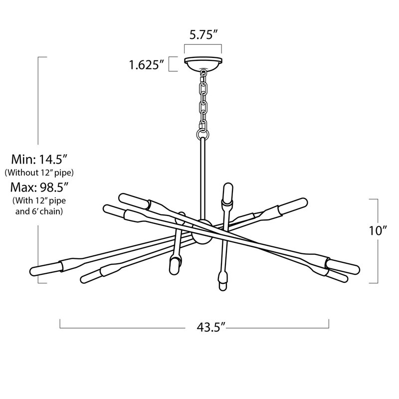 Cobra 12 - Light Chandelier, Polished Nickel, 24.75" H x 30.5" W x 30.5" D