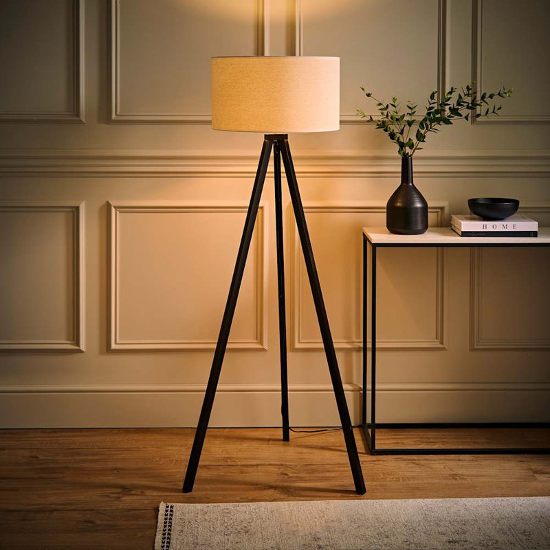 Hannibal 151cm Tripod Floor Lamp, Natural, Black, No