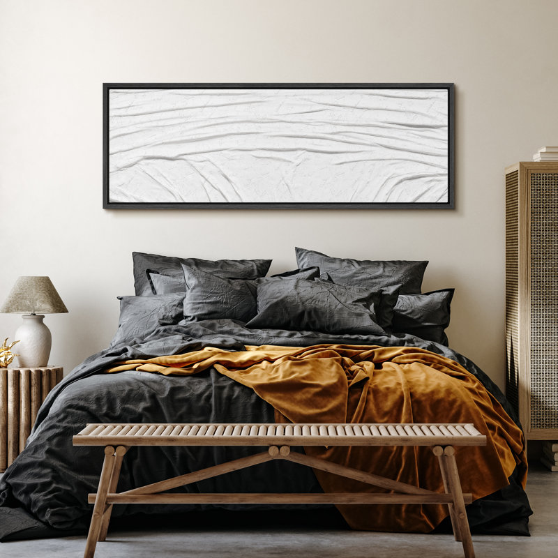 «White Abstract Elegant Minimalist», reproduction sur toile, H 20 po x l 60 po, Noir, noir, noir, noir